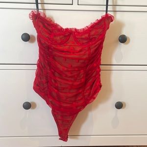 Almost new, Majorelle red strapless bodysuit. Beautiful, worn maybe 3 times!